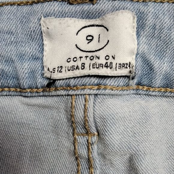 Cotton On 91 Jeans Lightwash Highrise Distressed Sz 8 Country Western Urban - Picture 8 of 9